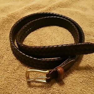 Fossil, Belt, Braided, Brown, Brass Buckle, 38"